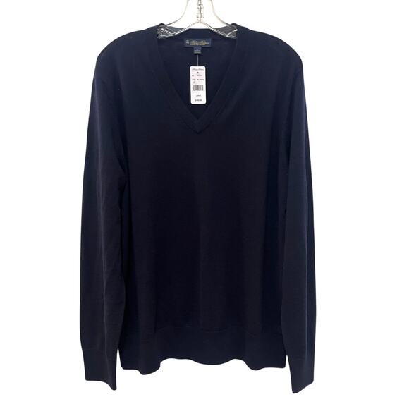 Brooks Brothers Ultimate Merino Wool Knit Pullover Sweater Mens L Navy NWT - Picture 2 of 6